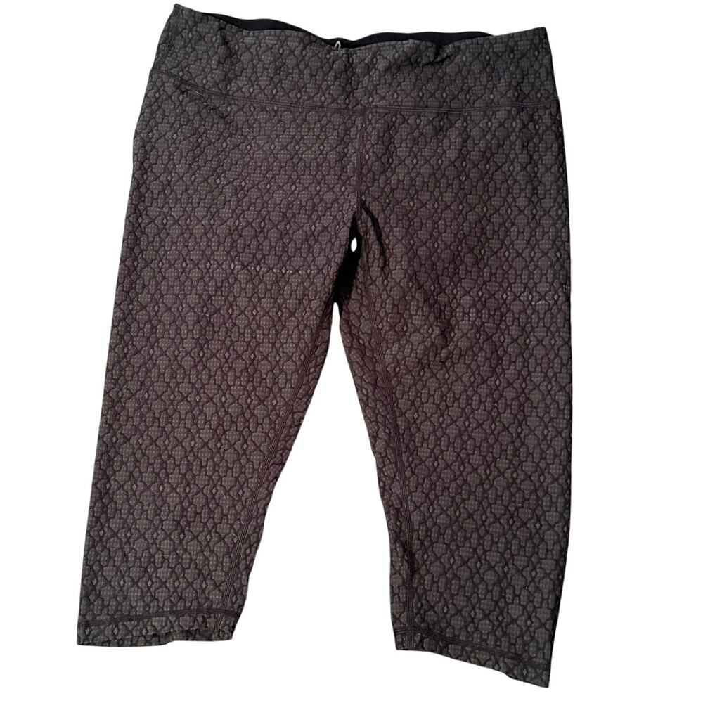 Prana Black and Gray Patterned Capri Length Leggings, Size XL